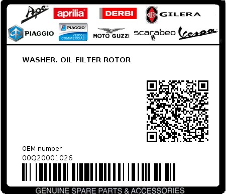 Product image: Piaggio - 00Q20001026 - WASHER. OIL FILTER ROTOR  0