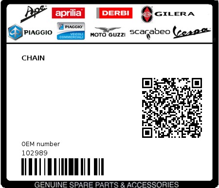 Product image: Piaggio - 102989 - CHAIN  0