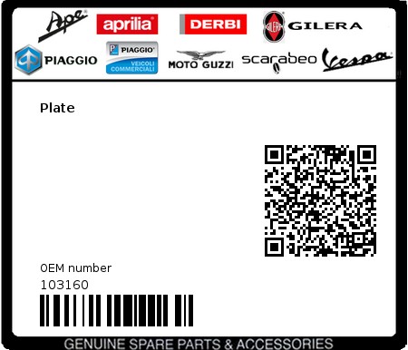 Product image: Piaggio - 103160 - Plate  0