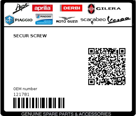 Product image: Piaggio - 121781 - SECUR SCREW  0