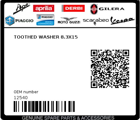 Product image: Piaggio - 12540 - TOOTHED WASHER 8.3X15  0