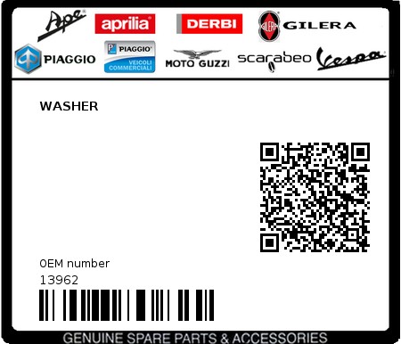 Product image: Piaggio - 13962 - WASHER  0