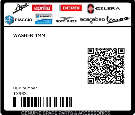 Product image: Piaggio - 13963 - WASHER 4MM  0