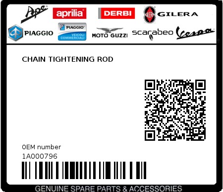 Product image: Piaggio - 1A000796 - CHAIN TIGHTENING ROD  0