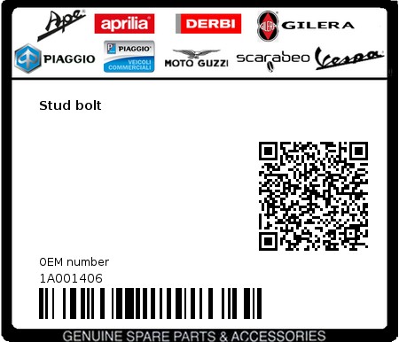 Product image: Piaggio - 1A001406 - Stud bolt  0