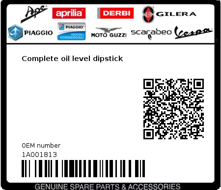 Product image: Piaggio - 1A001813 - Complete oil level dipstick  0