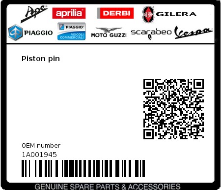 Product image: Piaggio - 1A001945 - Piston pin  0