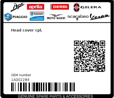 Product image: Piaggio - 1A002284 - Head cover cpl.  0