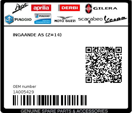 Product image: Piaggio - 1A005429 - INGAANDE AS (Z=14)  0
