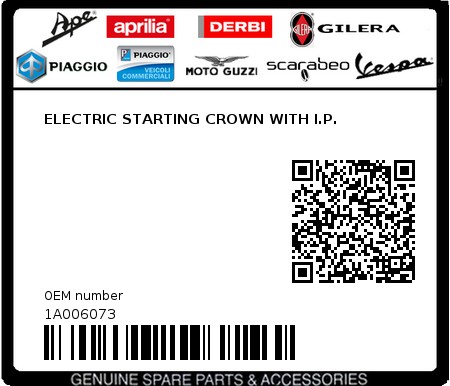 Product image: Piaggio - 1A006073 - ELECTRIC STARTING CROWN WITH I.P.  0