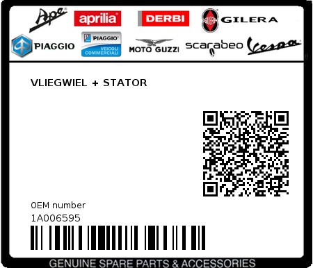 Product image: Piaggio - 1A006595 - VLIEGWIEL + STATOR  0