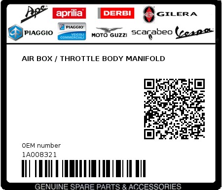 Product image: Piaggio - 1A008321 - AIR BOX / THROTTLE BODY MANIFOLD  0