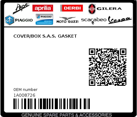 Product image: Piaggio - 1A008726 - COVER/BOX S.A.S. GASKET  0