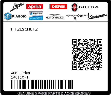Product image: Piaggio - 1A011071 - HITZESCHUTZ  0