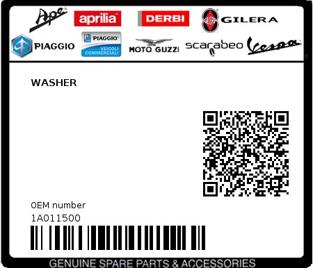 Product image: Piaggio - 1A011500 - WASHER  0
