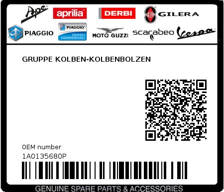 Product image: Piaggio - 1A0135680P - GRUPPE KOLBEN-KOLBENBOLZEN  0