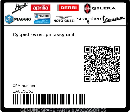 Product image: Piaggio - 1A015152 - Cyl.pist.-wrist pin assy unit  0