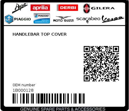 Product image: Piaggio - 1B000128 - HANDLEBAR TOP COVER  0