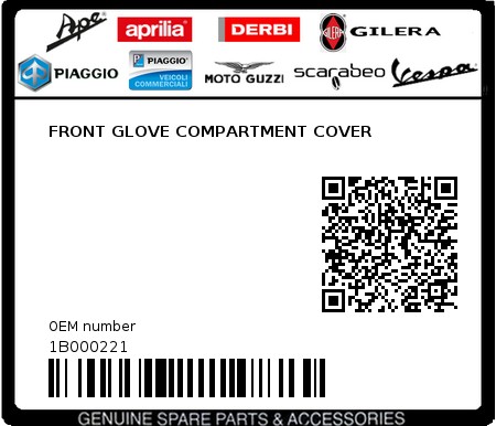 Product image: Piaggio - 1B000221 - FRONT GLOVE COMPARTMENT COVER  0