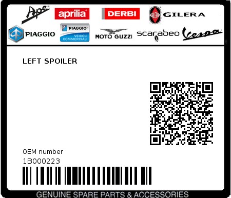 Product image: Piaggio - 1B000223 - LEFT SPOILER  0