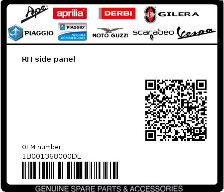 Product image: Piaggio - 1B001368000DE - RH side panel  0