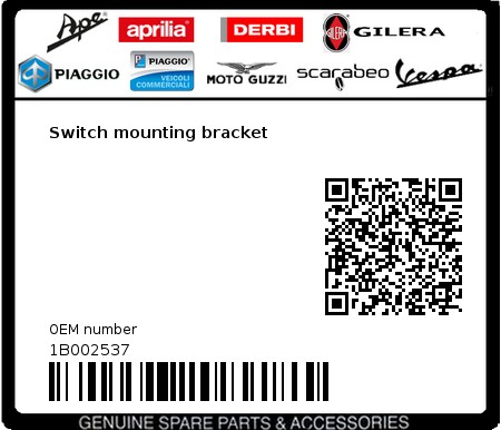 Product image: Piaggio - 1B002537 - Switch mounting bracket  0