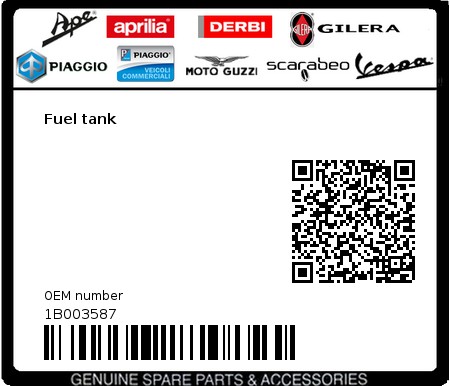 Product image: Piaggio - 1B003587 - Fuel tank  0