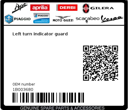 Product image: Piaggio - 1B003680 - Left turn indicator guard  0