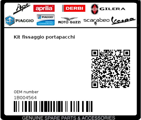 Product image: Piaggio - 1B004564 - Kit fissaggio portapacchi  0