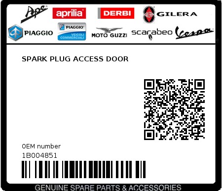 Product image: Piaggio - 1B004851 - SPARK PLUG ACCESS DOOR  0