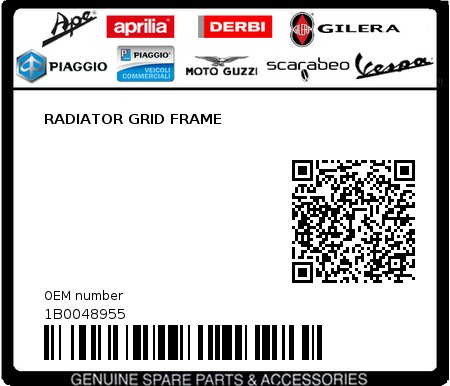 Product image: Piaggio - 1B0048955 - RADIATOR GRID FRAME  0