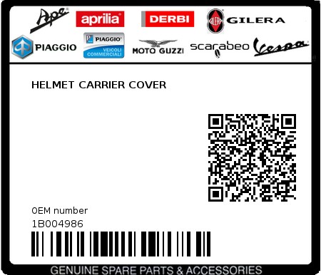 Product image: Piaggio - 1B004986 - HELMET CARRIER COVER  0