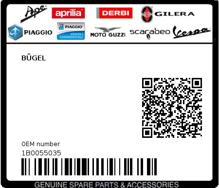 Product image: Piaggio - 1B0055035 - BÜGEL  0