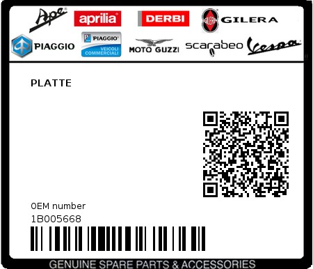Product image: Piaggio - 1B005668 - PLATTE  0