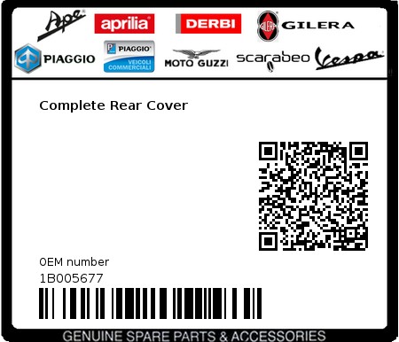 Product image: Piaggio - 1B005677 - Complete Rear Cover  0