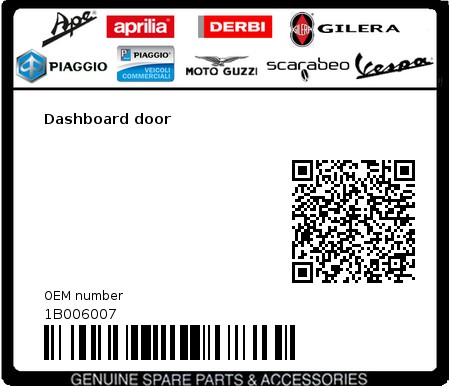 Product image: Piaggio - 1B006007 - Dashboard door  0
