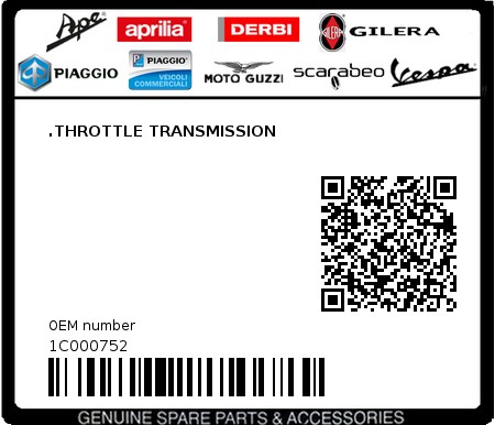 Product image: Piaggio - 1C000752 - .THROTTLE TRANSMISSION  0