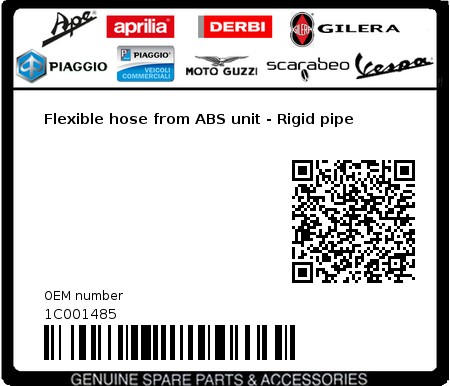 Product image: Piaggio - 1C001485 - Flexible hose from ABS unit - Rigid pipe  0