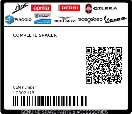 Product image: Piaggio - 1C002415 - COMPLETE SPACER  0