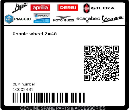 Product image: Piaggio - 1C002431 - Phonic wheel Z=48  0