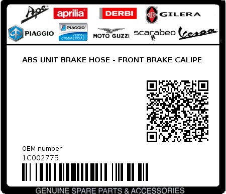 Product image: Piaggio - 1C002775 - ABS UNIT BRAKE HOSE - FRONT BRAKE CALIPE  0
