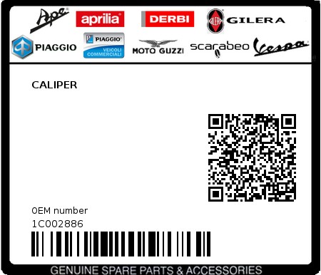 Product image: Piaggio - 1C002886 - CALIPER  0