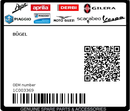 Product image: Piaggio - 1C003369 - BÜGEL  0
