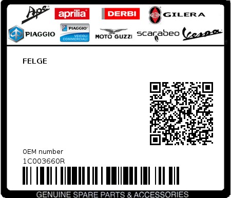 Product image: Piaggio - 1C003660R - FELGE  0
