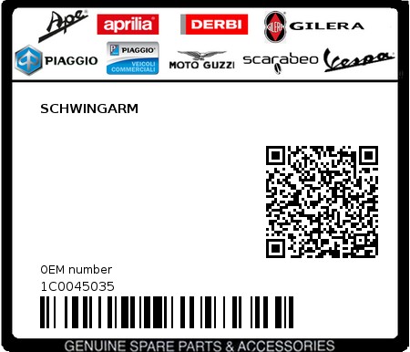 Product image: Piaggio - 1C0045035 - SCHWINGARM  0