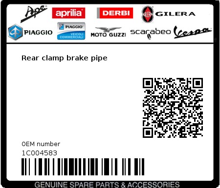 Product image: Piaggio - 1C004583 - Rear clamp brake pipe  0