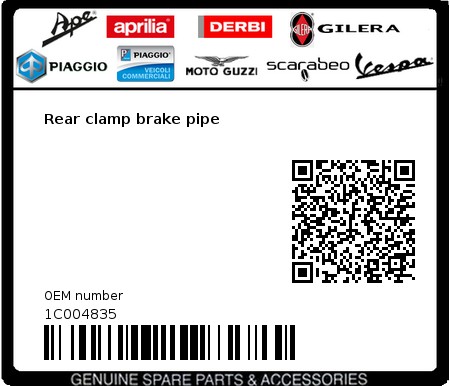 Product image: Piaggio - 1C004835 - Rear clamp brake pipe  0