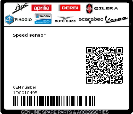 Product image: Piaggio - 1D0010495 - Speed sensor  0