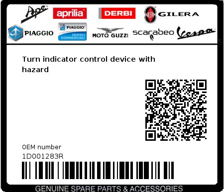 Product image: Piaggio - 1D001283R - Turn indicator control device with hazard  0