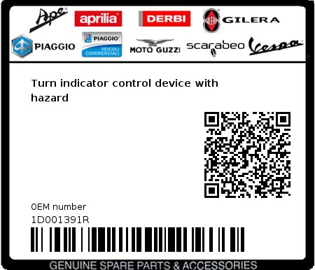 Product image: Piaggio - 1D001391R - Turn indicator control device with hazard  0
